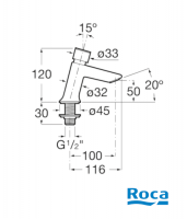 GRIFO LAVABO INSTANT ROCA MEDIDAS